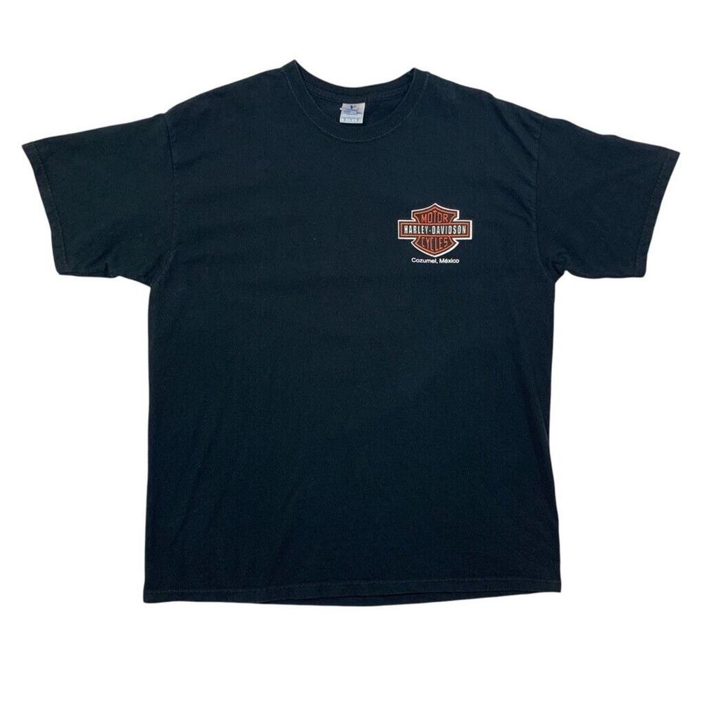 Vintage Harley Davidson T Shirt Mens XL Extra Large Black Cotton Cozumel Mexico